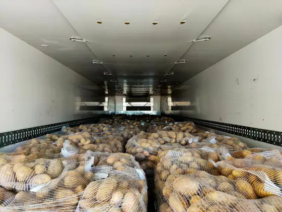 Camión cargado con sacos de patata